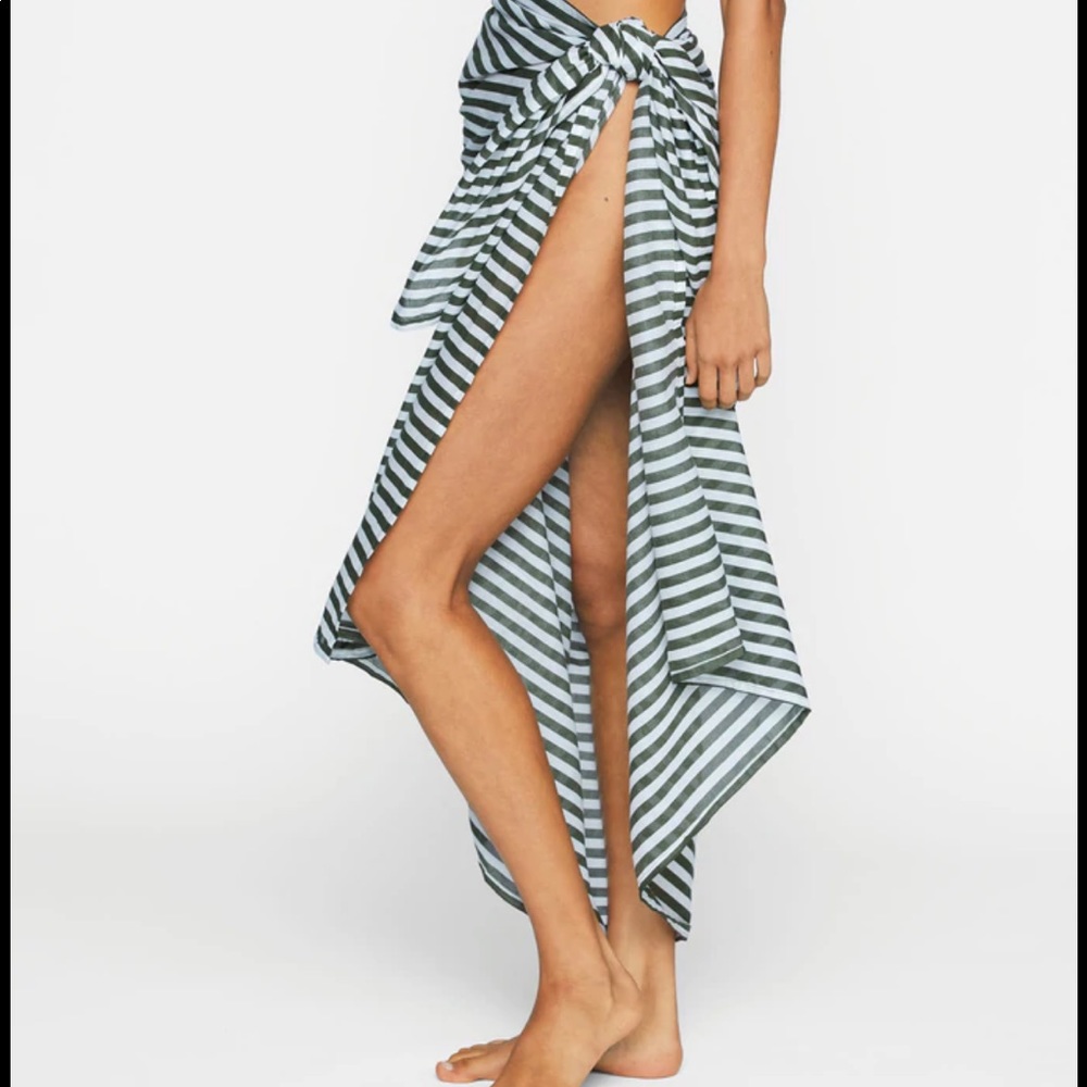 Mikoh Green & White Striped Sarong
